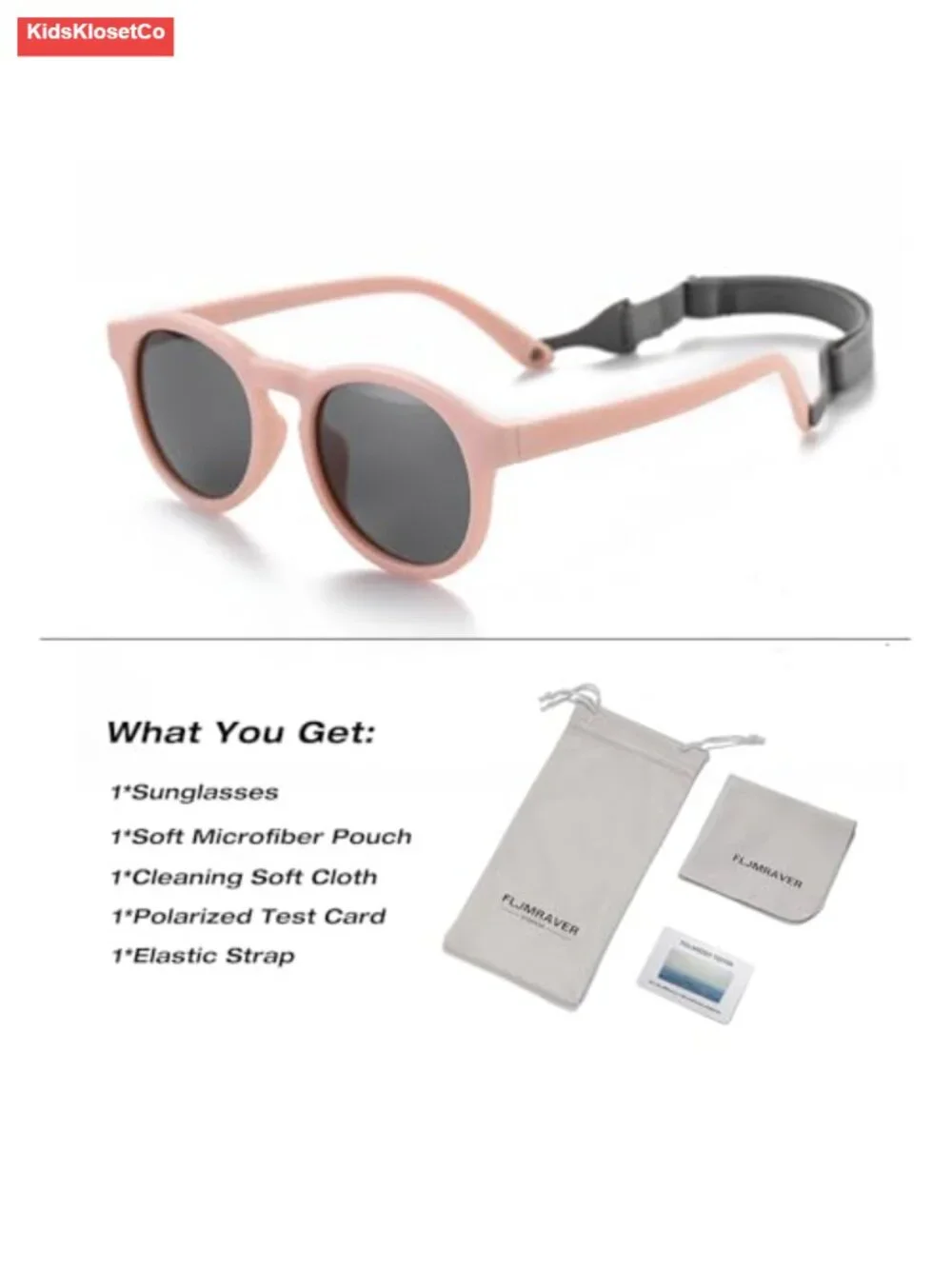 Infant Sunglasses with Strap UV400 Polarized Bendable Round